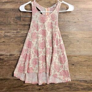 American Eagle Outfitters Cream and Pink Paisley Tank Top